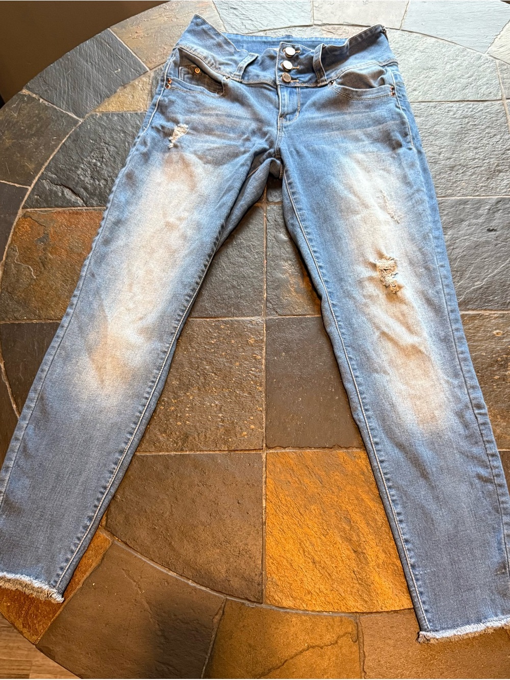 YMI Faded Light Blue Distressed High-Rise Skinny Jeans